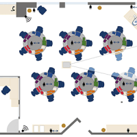 Graphic layout of school space wtih furniture