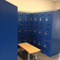 blue lockers in locker room
