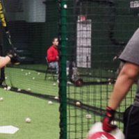 Student in Batting Cage